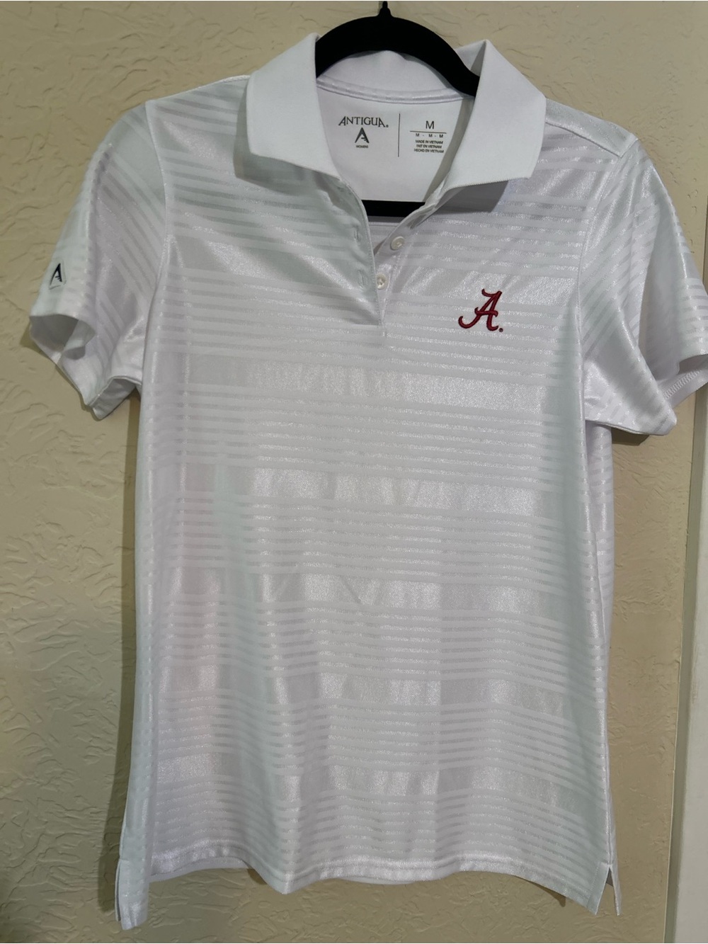 Women’s Antigua Medium White Polo with Alabama Logo